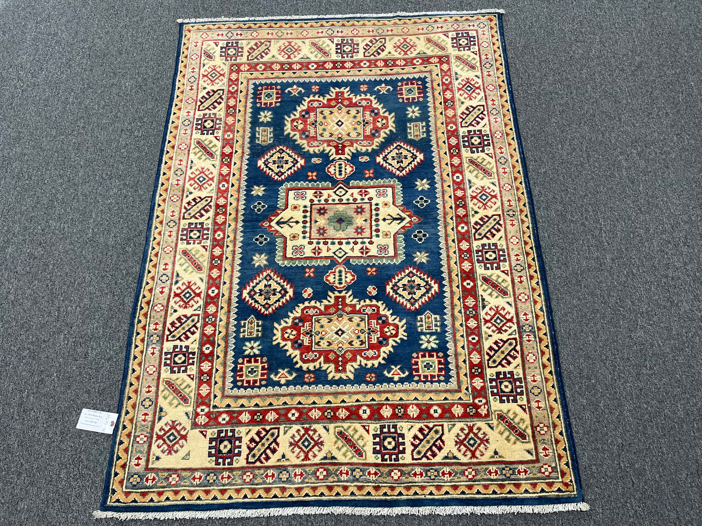 Kazak Navy Blue 4X6 Wool Handmade Rug # 13693