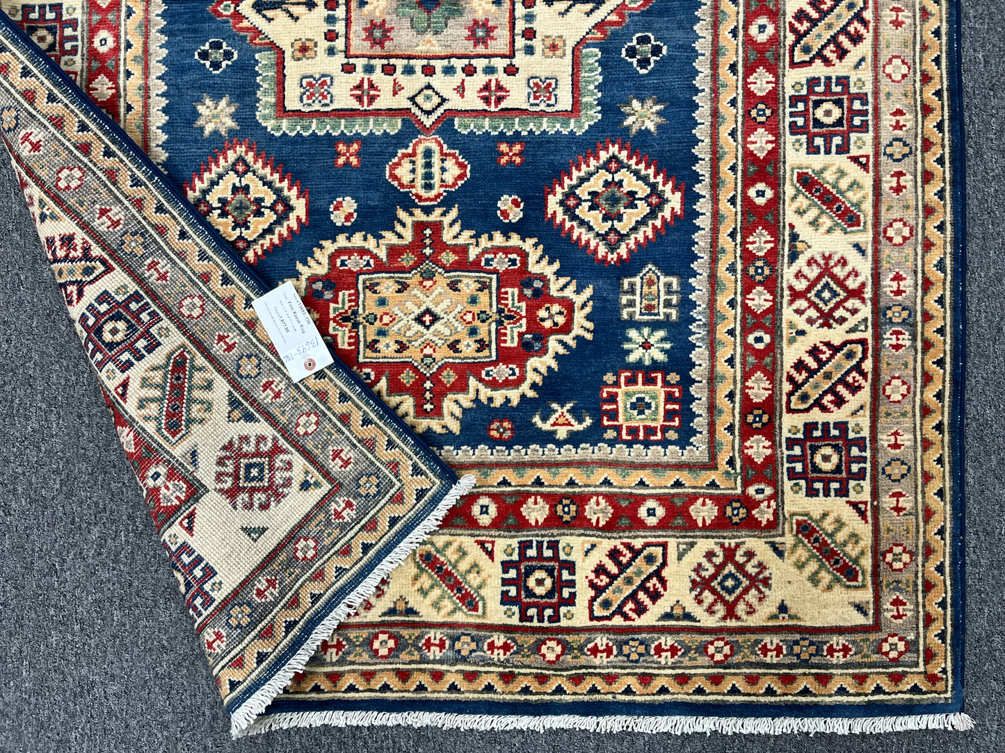 Kazak Navy Blue 4X6 Wool Handmade Rug # 13693