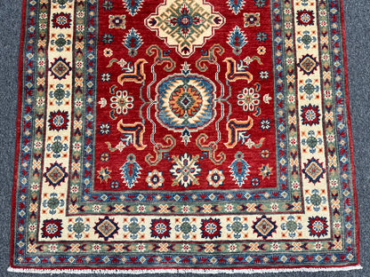 4X6 Red/Rust Kazak Wool Handmade Rug # 13925