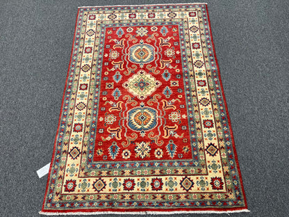 4X6 Red/Rust Kazak Wool Handmade Rug # 13925