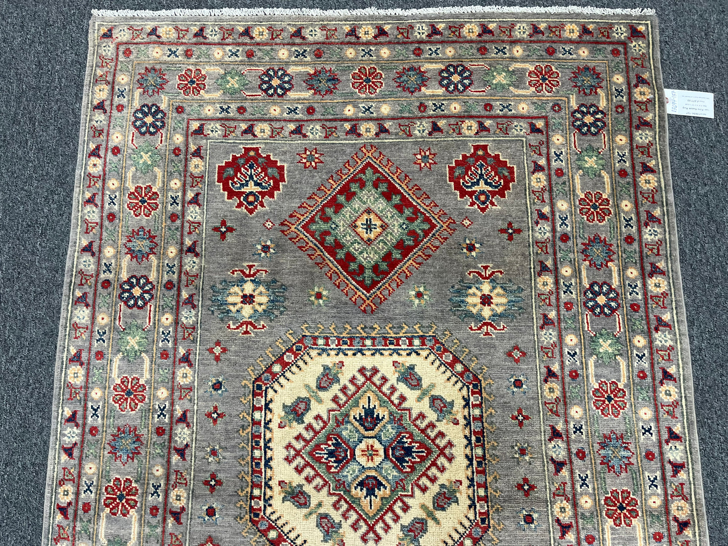 Kazak Soft Gray 4X6 Wool Hand-knotted Rug # 13694