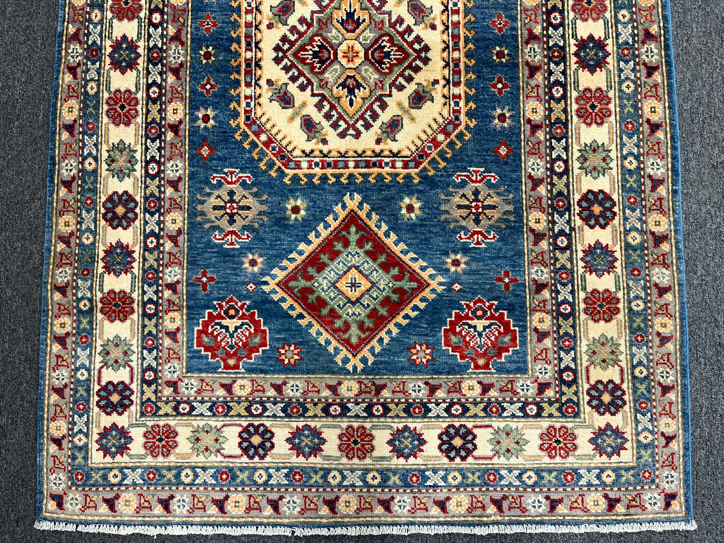 Kazak Light Blue 4X6 Wool Handmade Rug # 13849