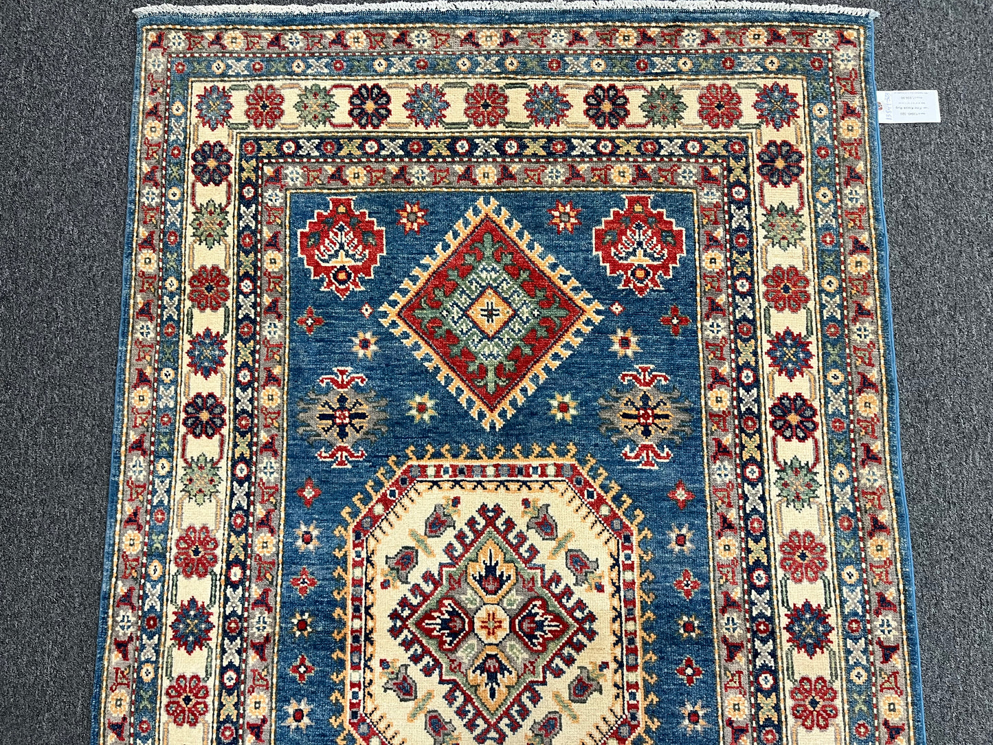 Kazak Light Blue 4X6 Wool Handmade Rug # 13849