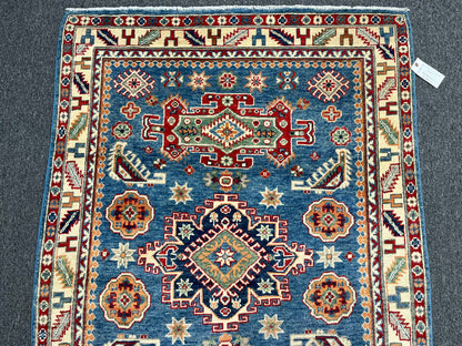 Kazak Light Blue 4X6 Handmade Wool Rug # 13844