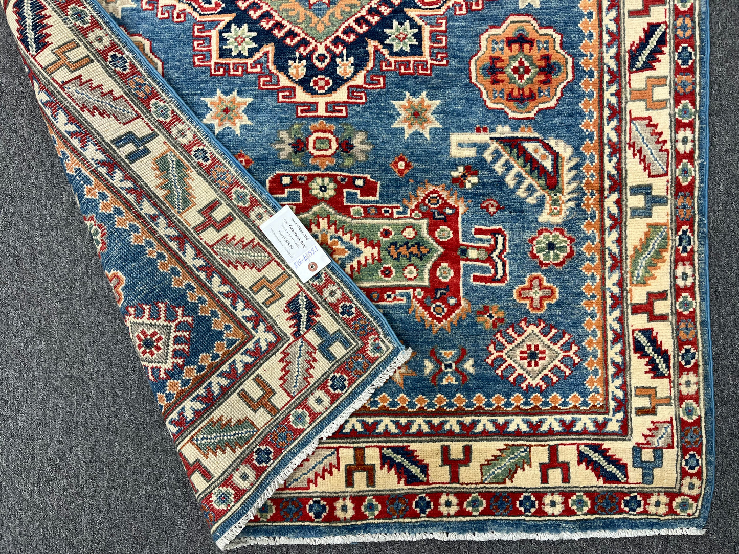 Kazak Light Blue 4X6 Handmade Wool Rug # 13844