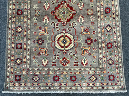 Kazak Soft Gray/Brown 4X6 Wool Handmade Rug # 13748