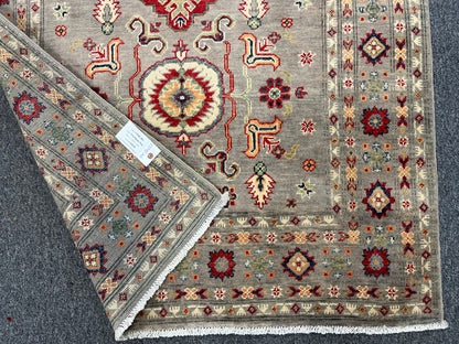 Kazak Soft Gray/Brown 4X6 Wool Handmade Rug # 13748