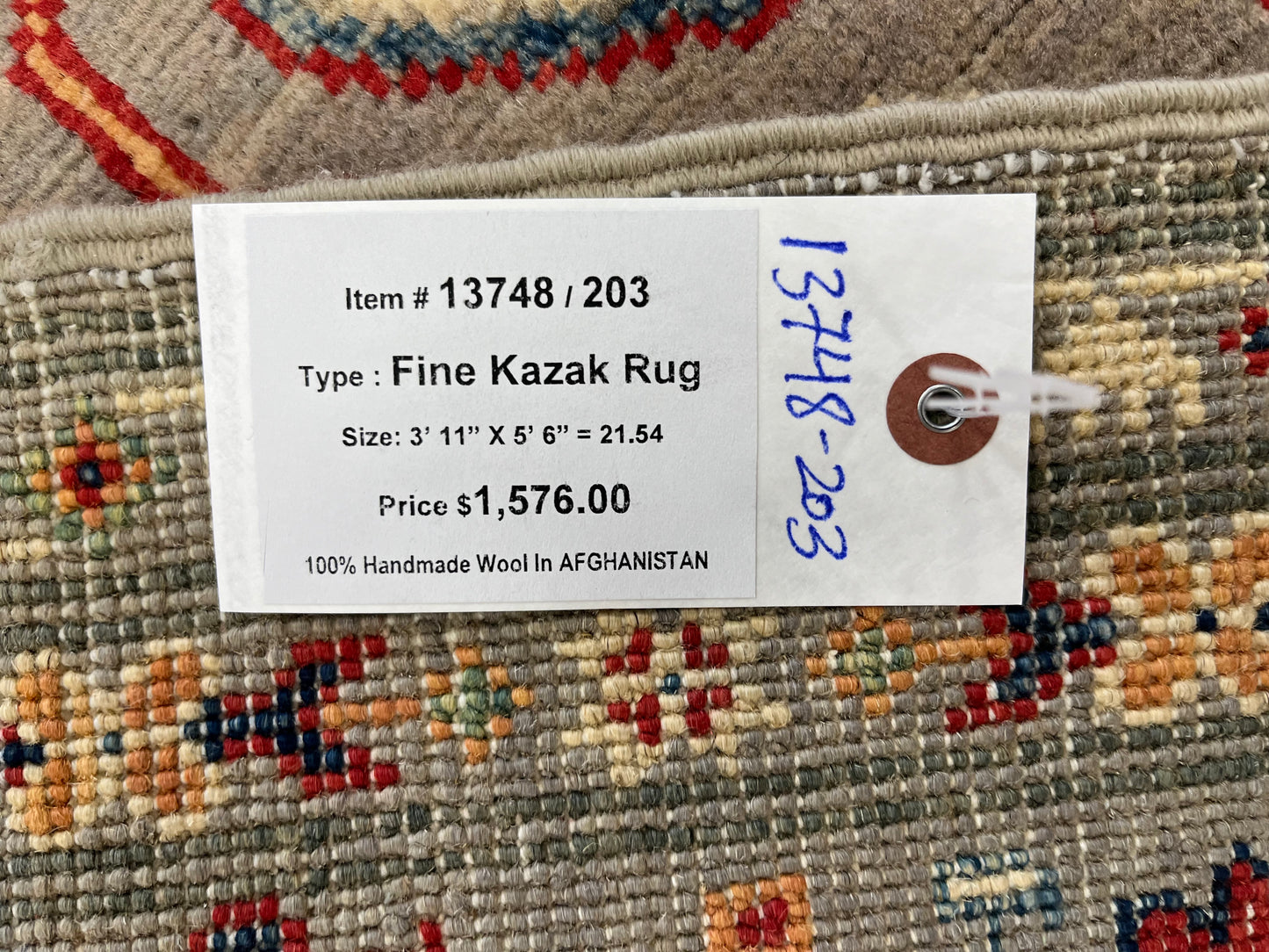 Kazak Soft Gray/Brown 4X6 Wool Handmade Rug # 13748