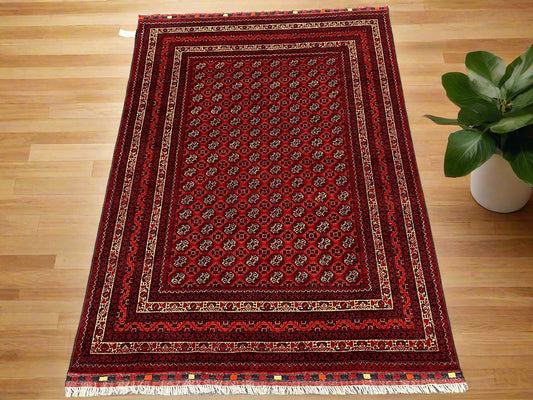 Afghan Turkmen Khoja Roshnai 5X7 Handmade Wool Rug # 13493