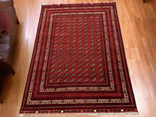 Afghan Turkmen Khoja Roshnai 5X7 Handmade Wool Rug # 13493