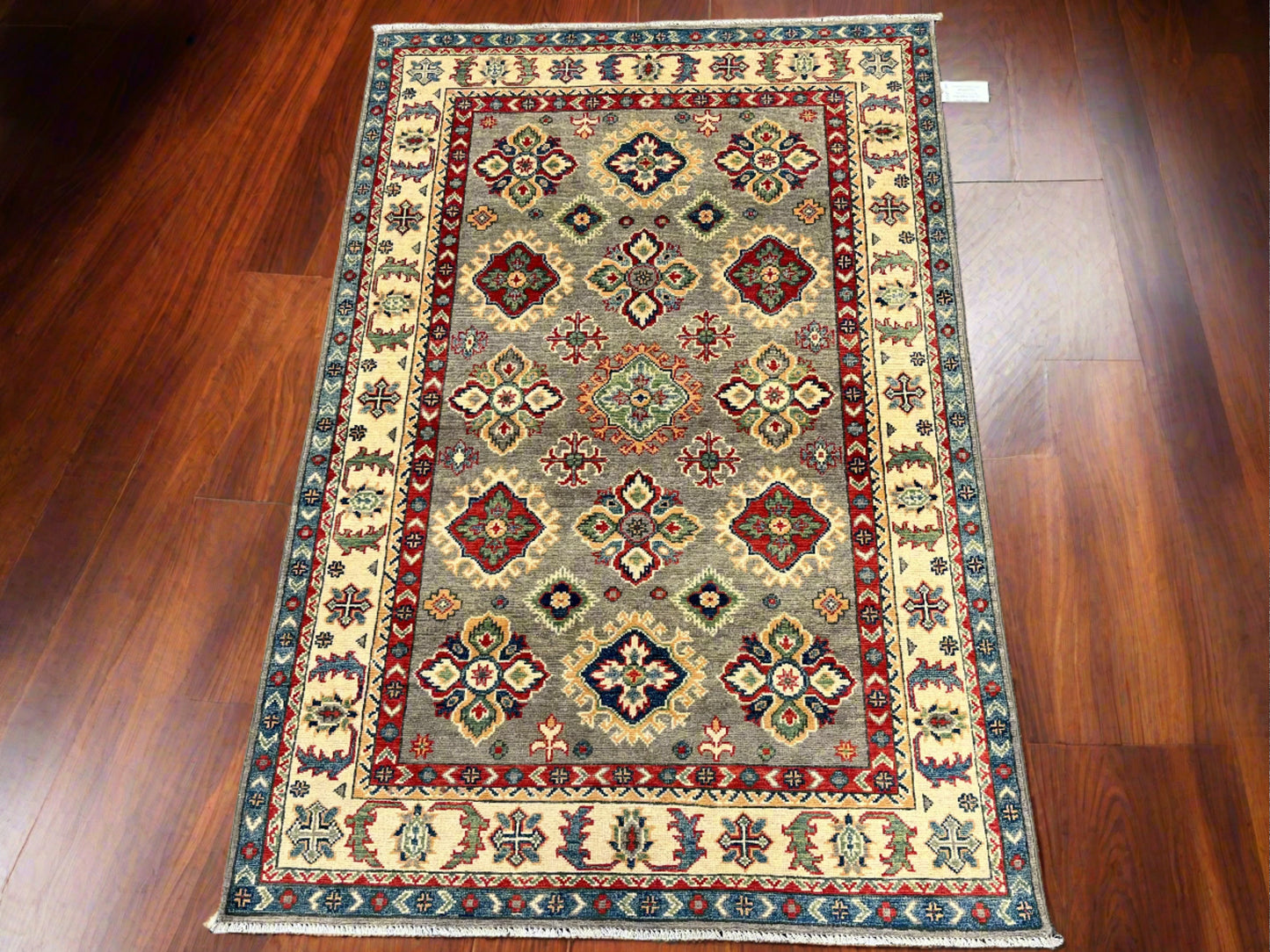 Handmade Gray Kazak 4X6 Oriental Rug # 13745