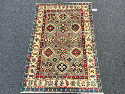 Handmade Gray Kazak 4X6 Oriental Rug # 13745