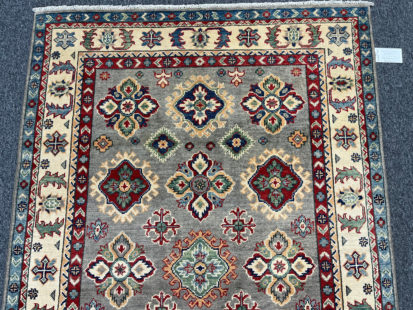 Handmade Gray Kazak 4X6 Oriental Rug # 13745