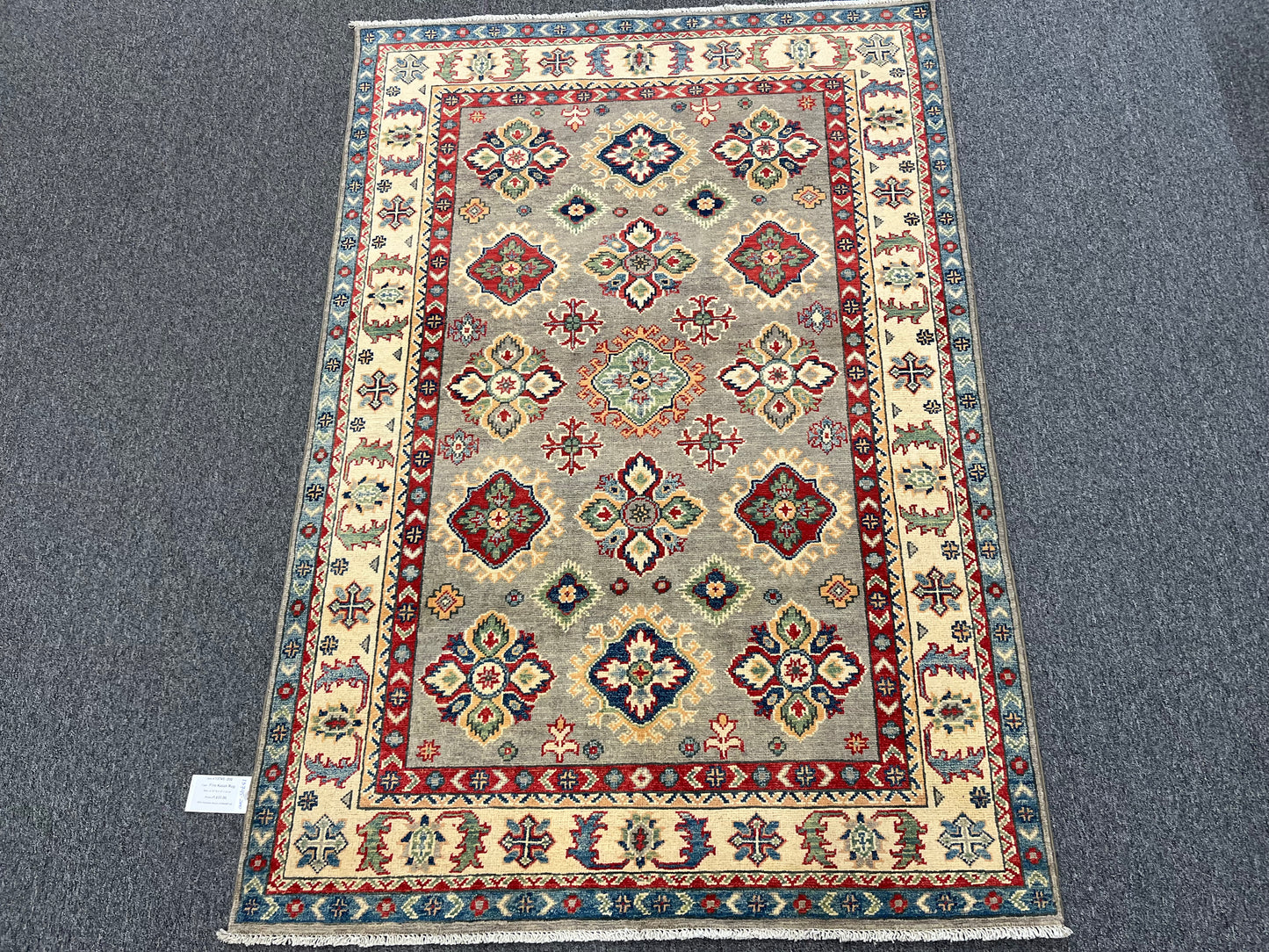 Handmade Gray Kazak 4X6 Oriental Rug # 13745