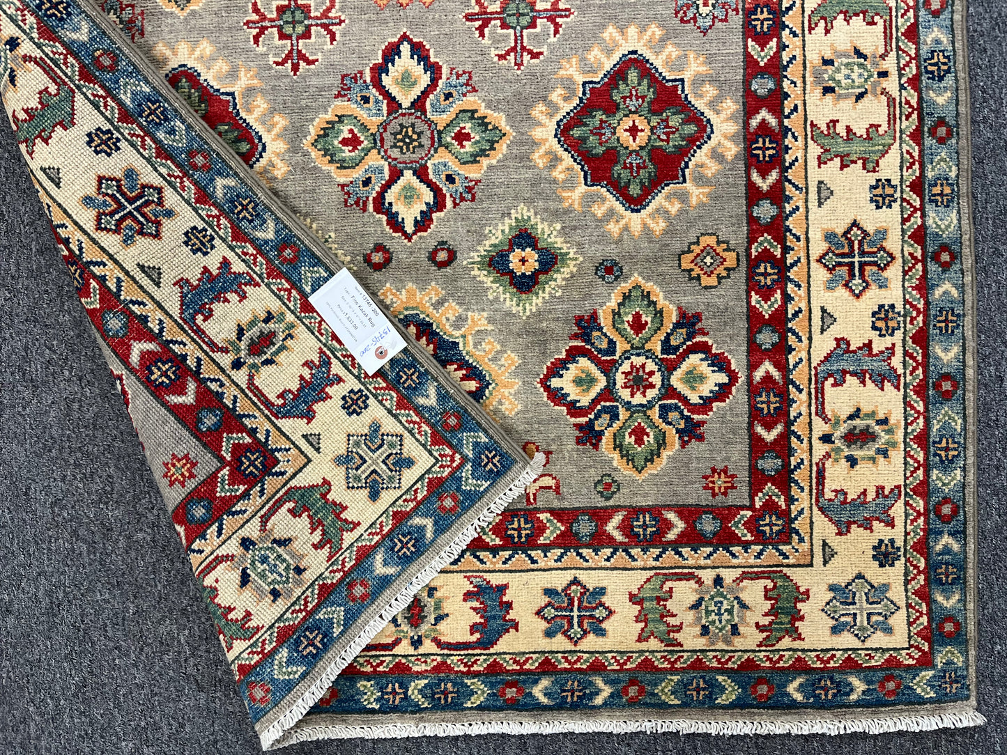 Handmade Gray Kazak 4X6 Oriental Rug # 13745