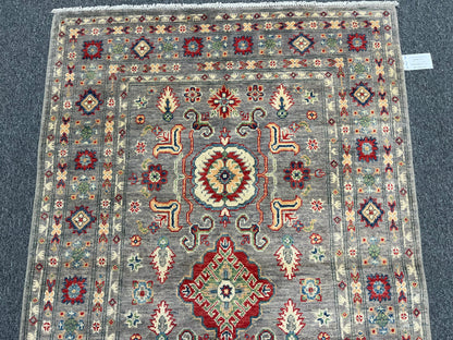 Gray Geometric Kazak 4X6 Oriental Rug # 13743