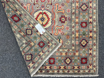 Gray Geometric Kazak 4X6 Oriental Rug # 13743