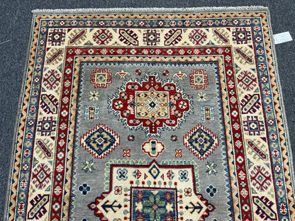 Gray Kazak Hand knotted 4X6 Oriental Wool Rug # 13744