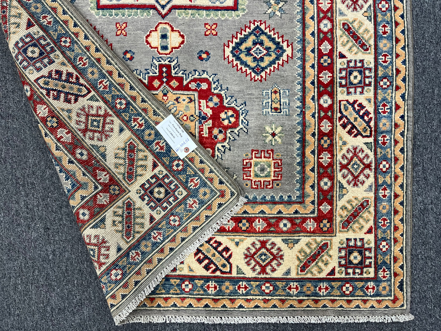 Gray Kazak Hand knotted 4X6 Oriental Wool Rug # 13744