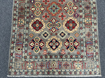 Gray Geometric Kazak 4X6 Oriental Rug # 13923