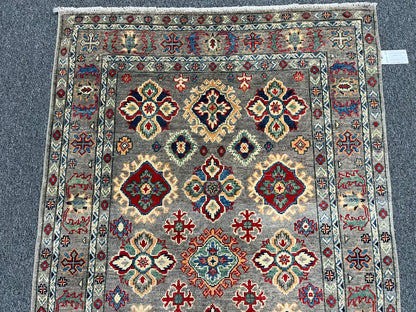 Gray Geometric Kazak 4X6 Oriental Rug # 13923