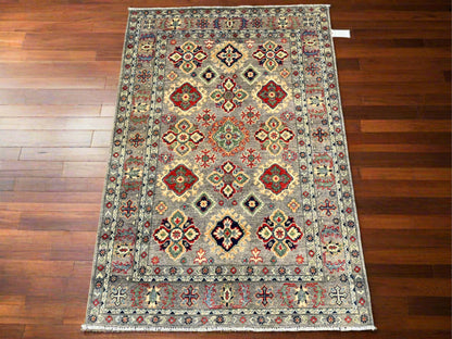 Gray Geometric Kazak 4X6 Oriental Rug # 13927