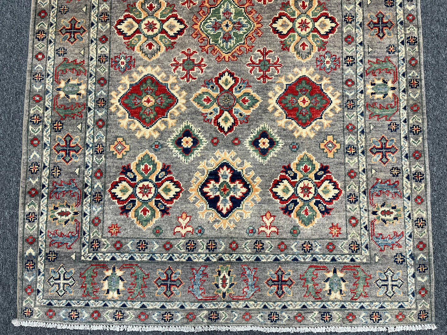 Gray Geometric Kazak 4X6 Oriental Rug # 13927