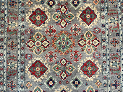 Gray Geometric Kazak 4X6 Oriental Rug # 13927