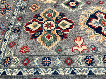 Gray Geometric Kazak 4X6 Oriental Rug # 13927