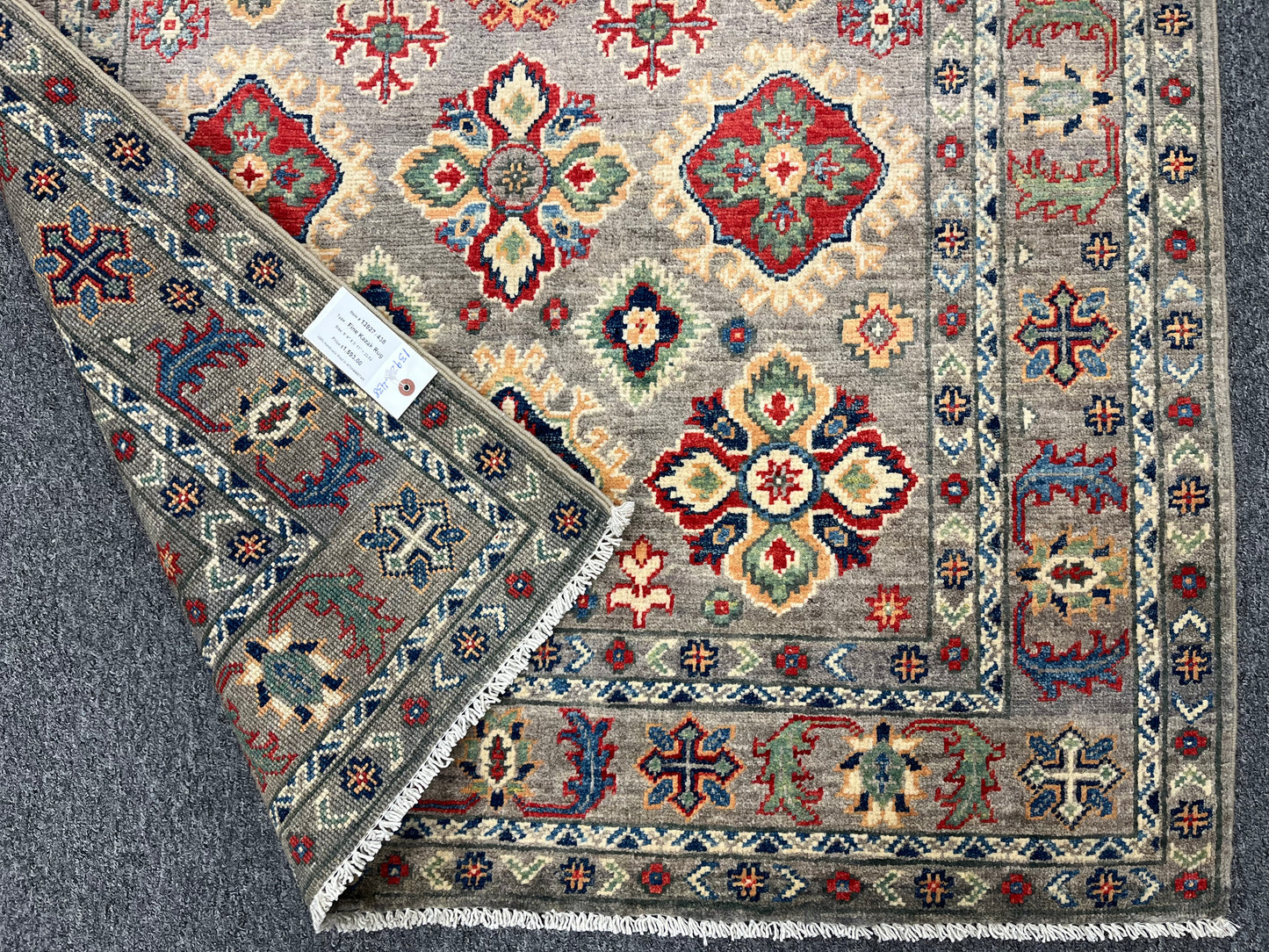 Gray Geometric Kazak 4X6 Oriental Rug # 13927