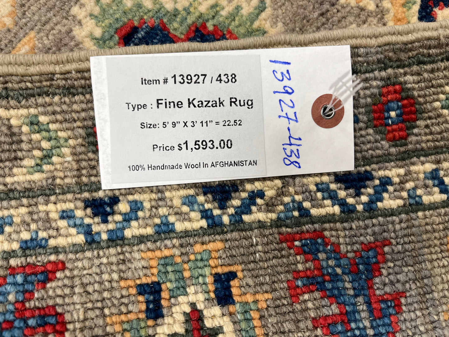 Gray Geometric Kazak 4X6 Oriental Rug # 13927