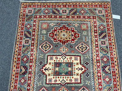 Kazak Gray 4X6 Handmade Wool Rug # 13929