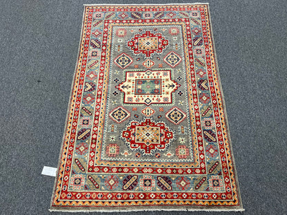 Kazak Gray 4X6 Handmade Wool Rug # 13929