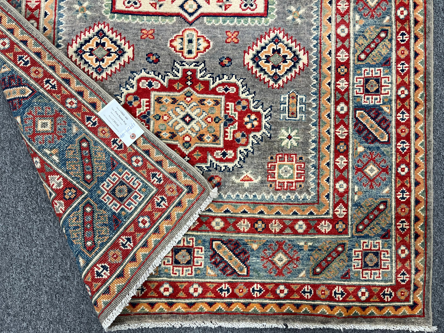 Kazak Gray 4X6 Handmade Wool Rug # 13929