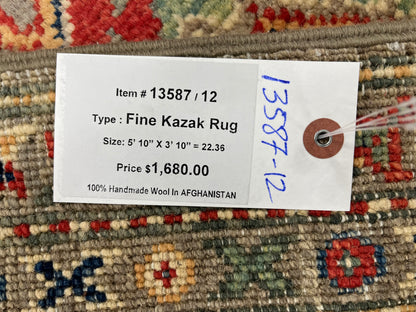 Kazak Gray 4X6 Handmade Wool Rug # 13587