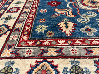 Kazak Light Blue 4X6 Handmade Wool Rug # 13589