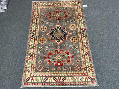 Kazak Gray 4X6 Handmade Wool Rug # 13588