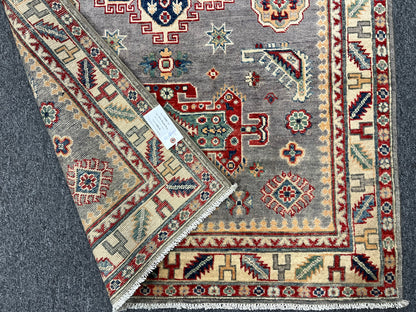 Kazak Gray 4X6 Handmade Wool Rug # 13588