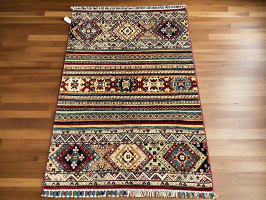 Multicolor Khorjin 4X6 Handmade Wool Rug # 11306