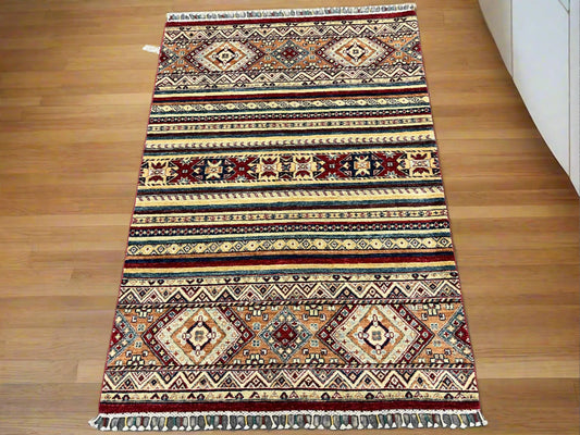 Tribal Khorjin 4X6 Handmade Wool Rug # 11310