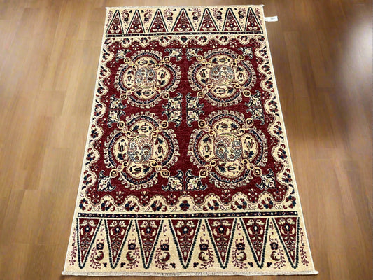 4X6 Red Oushak Handmade Wool Rug # 9174