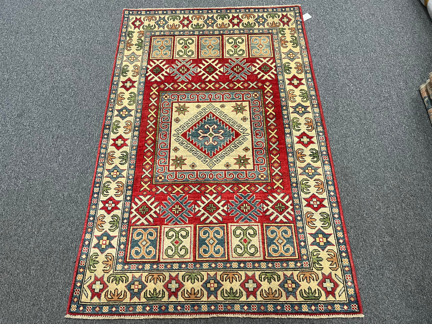 Kazak Multicolor 4X6 Handmade Wool Rug # 10796