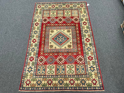 Kazak Multicolor 4X6 Handmade Wool Rug # 10796