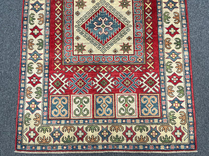 Kazak Multicolor 4X6 Handmade Wool Rug # 10796