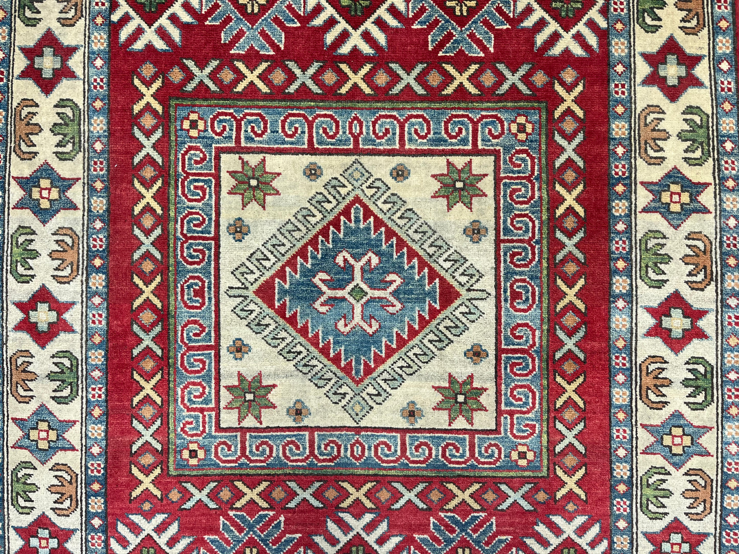 Kazak Multicolor 4X6 Handmade Wool Rug # 10796