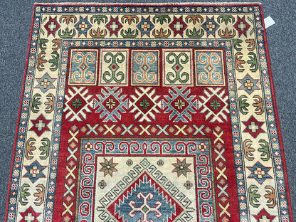 Kazak Multicolor 4X6 Handmade Wool Rug # 10796