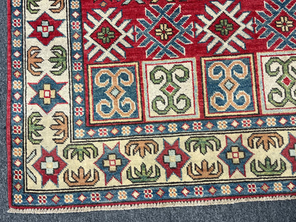 Kazak Multicolor 4X6 Handmade Wool Rug # 10796