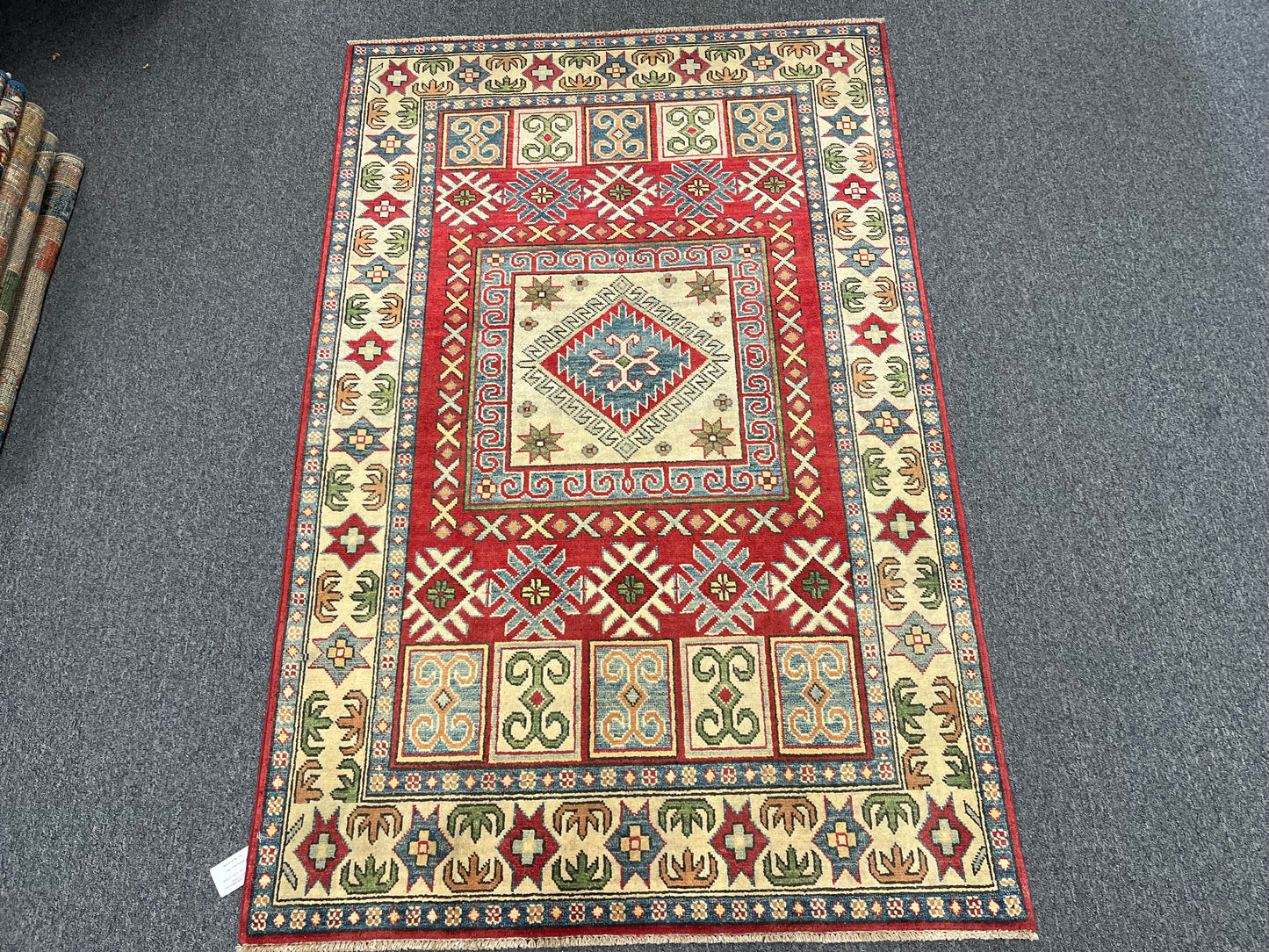 Kazak Multicolor 4X6 Handmade Wool Rug # 10796