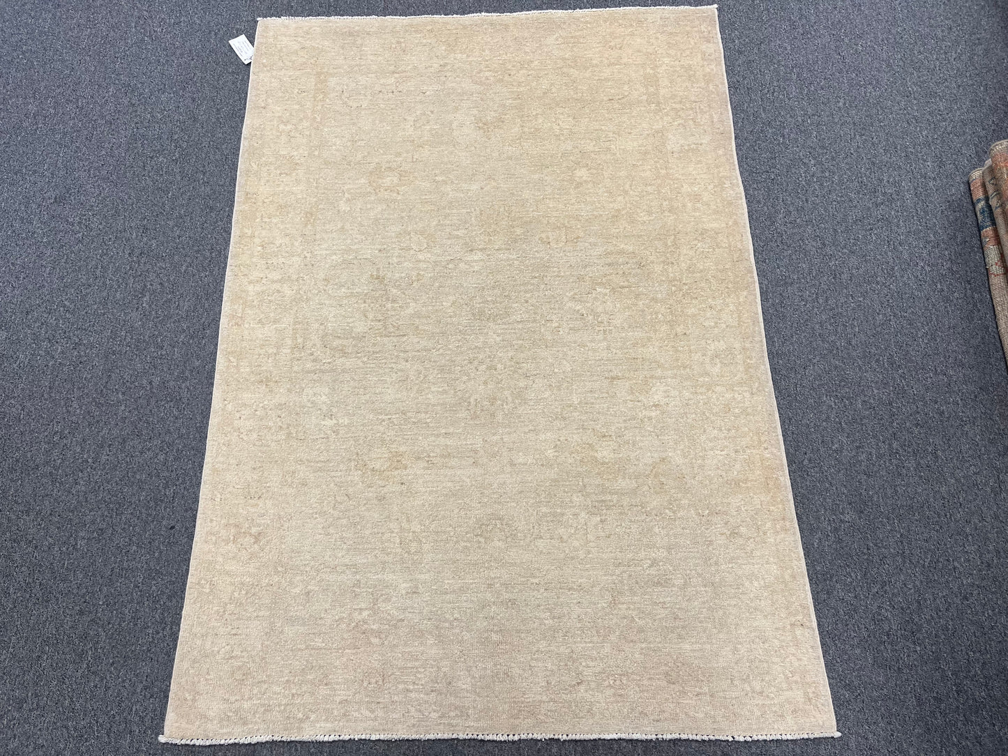 4X6 Oushak Beige/Ivory Handmade Wool Rug # 9698