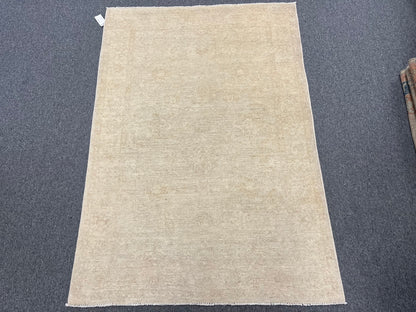 4X6 Oushak Beige/Ivory Handmade Wool Rug # 9698